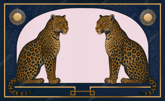 Palermo Star extra-large A0 decoupage paper featuring a bold, gold-on-black leopard print pattern with painterly texture and subtle metallic detail.